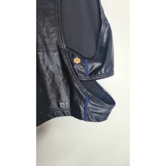 ASICS D1 Womens Crop Top XS Black Blue Athletic Shirt Running Gym Racerback Tee - Picture 4 of 6